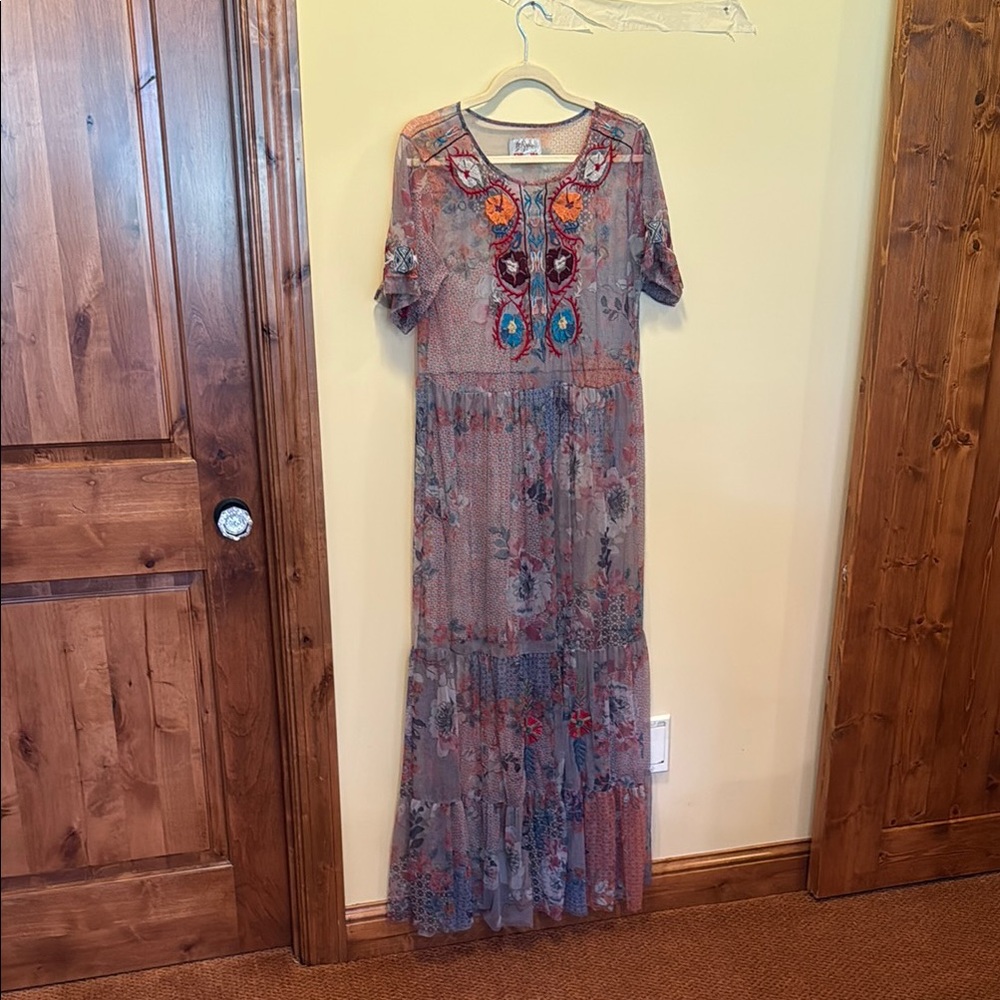 JOHNNY WAS Floral Embroidered Maxi Dress